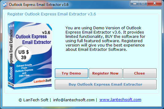 Email Extractor Outlook Express registration