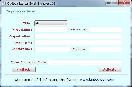 Email Extractor Outlook Express registration