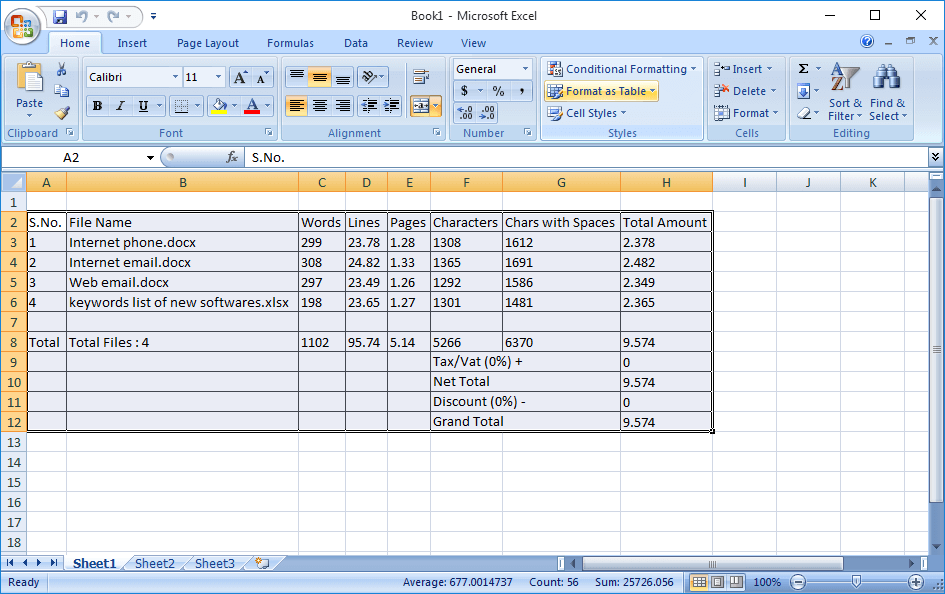 Advance Line count