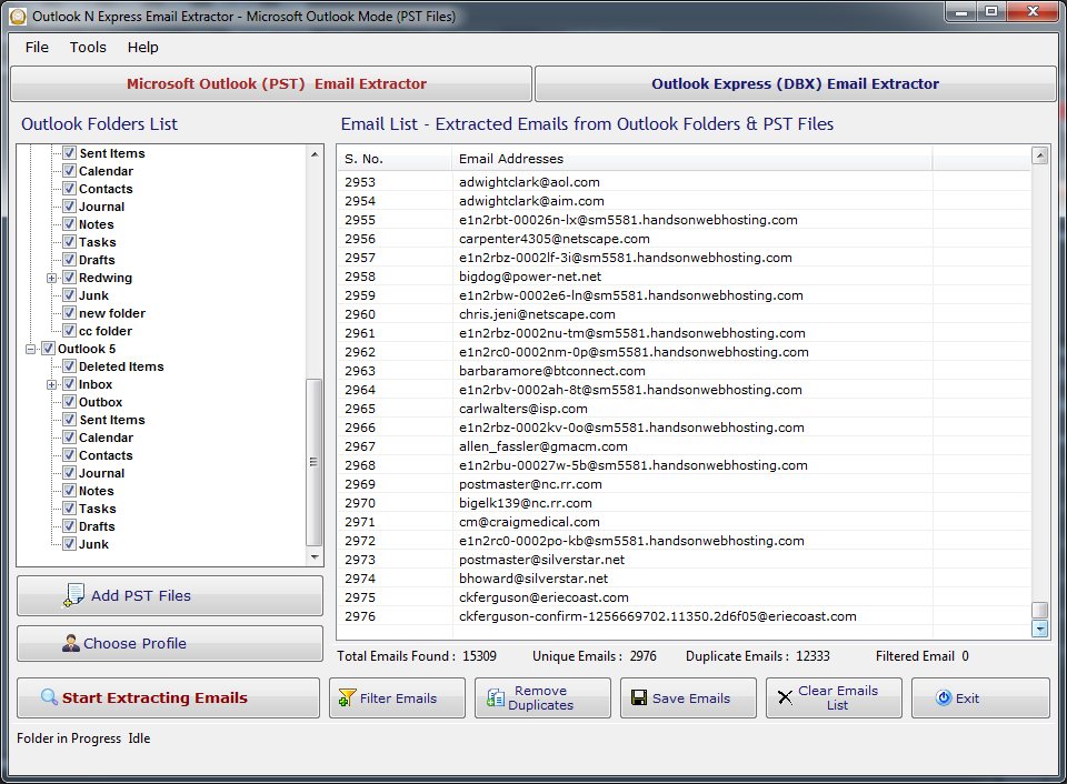 Outlook n Express Email Extractor